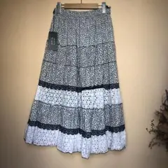 新品タグ付きBell Chu Very レース刺繍ロングフレアスカートM〜L