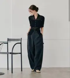 Hella tuck cocoon pants ブラック　36