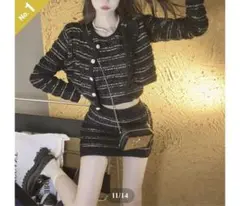 ストライプシンプルニットセットアップ