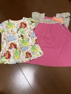 Uディズニープリンセス Tシャツ ピンクトップス　セット　100 110