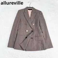 593 美品✨アルアバイル ダブルブレストジャケット 千鳥格子柄 赤 サイズ1