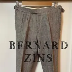 リネン100% BERNARD ZINS ベルトレス　グレンチェック　ベージュ