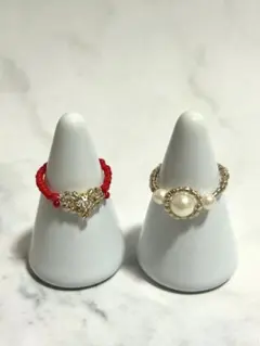 ハート型とパールのリングセット