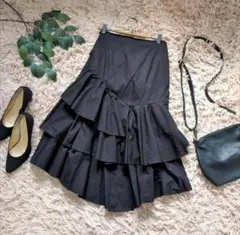 5811✾ZARA ザラベーシック✾ティアードロングフレアスカート/リボン/S