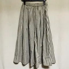 新品　GU ジーユー　タックフレアミディスカート　ギンガム