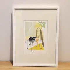 版画 猫 ブラックキャット1 40cm×31cm
