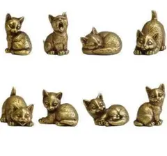 真鍮　猫　置物　オブジェ　８個セット　インテリア　ミニチュア　コレクション