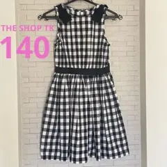 ワンピース　ノースリーブ　リボン　ギンガムチェック　140