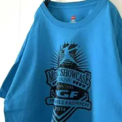 ヘインズ ミッドウエストショーケース Tシャツ XL 水色 ライトブルー古着