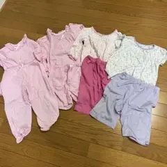 ベビーパジャマセット 8点 ピンク系　90cm