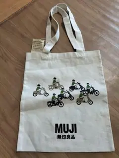 日本未発売　MUJI バイクイラスト トートバッグ　黄緑色