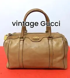 良品 極希少!Gucci ビンテージレザーミニボストンバッグ ハンドバッグ 廃盤