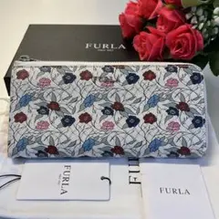 新品同様‼️ フルラ FURLA バビロン 財布 長財布 花柄 L字ファスナー
