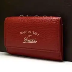 グッチ 6連 キーケース レザー レッド 革 ゴールド EM414
