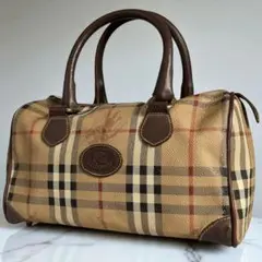 良品　Burberry　バーバリー　ボストンバッグ　ノバチェック　PVC 7