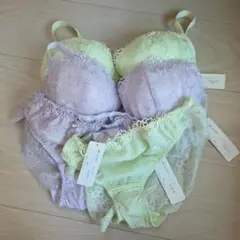 ブラジャーショーツセット ラベンダー・ライムグリーン