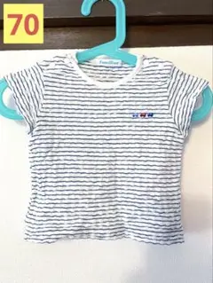 familiar ファミリア コットン100%ストライプ Tシャツ