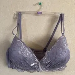 パープルD85 ブラジャー レース　セットショーツ
