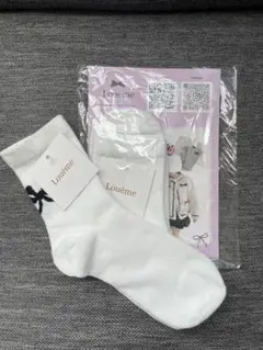 ルエム　Louéme リボンモチーフ ホワイトソックス　靴下
