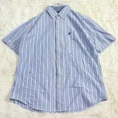 1310 美品✨BHPC ストライプ柄半袖シャツ XL 大きいサイズ ポニー刺繍