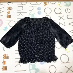 【美品】アリスバーリー 大きいサイズ ブラウス 七分袖 水玉 黒 透け感 L