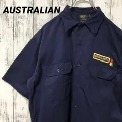 C2072 AUSTRALIAN 海外古着 ワークシャツ 半袖シャツ 刺繍
