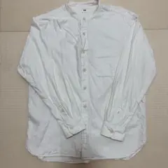 UNIQLO フランネルスタンドカラーシャツ ホワイト 長袖シャツ L