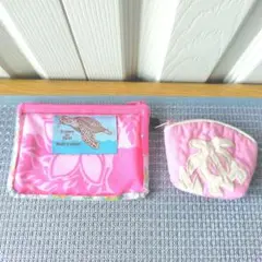 ハワイ　小物　ミニポーチ　ポーチ　カメ　ピンク　ハワイアン　海外　タートル　花