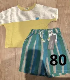 新品未使用　mon amie 80 半袖Tシャツ　ハーフパンツ セットアップ