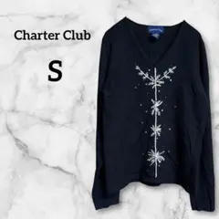 セール中✨Charter Club【S】チャータークラブ 黒 ニット 雪の結晶柄