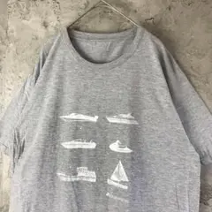 A1952古着　Tシャツ グレー　船　ボート
