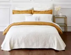 ホテルインテリア　ホワイトキルティングベッドスプレッド　289cm*304