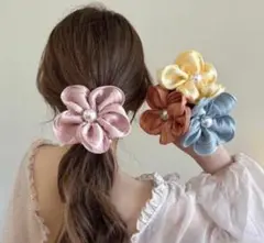 ⭐️新品未使用⭐️お花型ヘアゴム ⭐️シュシュ⭐️ピンク⭐️2つセット⭐️