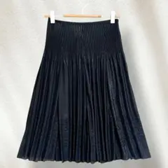 プリーツスカート ひざ丈 無地 ストライプ サイドチャック 日本製【1860 】