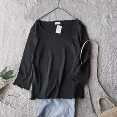 新品(LL)美品/未使用/ロンT/長袖/オットー/黒/ストレッチ/オーバーサイズ