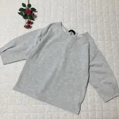 ikka カットソー L グレー バックリボン シンプル
