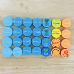 ペットボトルキャップ 28個セット 水色 黄色 オレンジ色