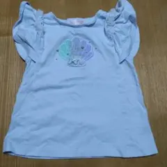 メゾピアノ　水色 貝殻刺繍 Tシャツ 120