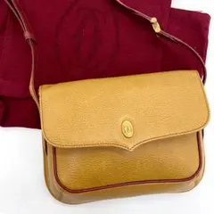 【美品】 カルティエ ショルダーバッグ トリニティ バイカラー マスタード 金具