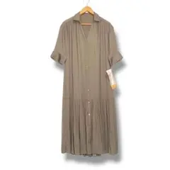 新品タグ付 ACUTA アクータ スキッパー裾切替 ロングワンピース グレージュ