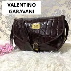 【美品✨】VALENTINO GARAVANI ショルダーバッグ クロコ型押し
