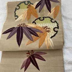 アンティーク帯 刺繍たっぷり 絹 名古屋帯 大正ロマン