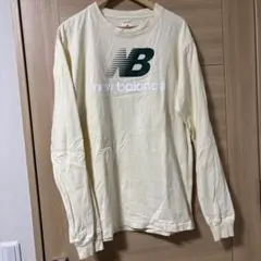 New Balance ロゴ長袖Tシャツ USMサイズ アメリカ製 クリーム色