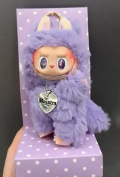 ZIMOMO LABUBU ラブブ ぬいぐるみ 紫ハートチャーム ぬいぐるみ