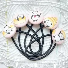 ハンドメイドくるみボタン　22㎜　パンダ柄　5本セット