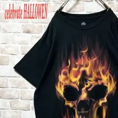 ☆ビックプリント☆ celebrate HALLOWEN☆スカル☆ファイアー☆