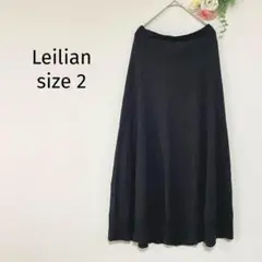 レリアン　leilian　ロングスカート　M　黒　無地　ウール　1069