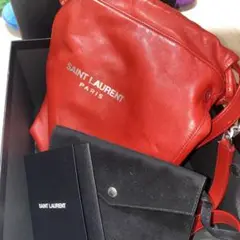 ysl サンローラン 巾着バッグ 巾着バック 赤 レッド イヴサンローラン