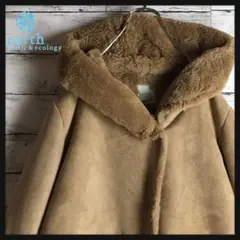 【美品】アースミュージック&エコロジー☆フェイクムートンコート キャメル 871