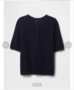 GAP リネンブレンド ポインテール ヘンリートップス ネイビー